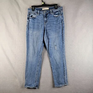 GAP 1969 Best Girlfriend Jeans Womens Size 30 Blue Denim Distressed Stretch Crop - Picture 1 of 13