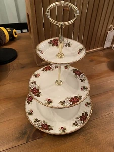Vtg Aynsley 3 Tiered Dessert Server Cake Stand - Picture 1 of 4
