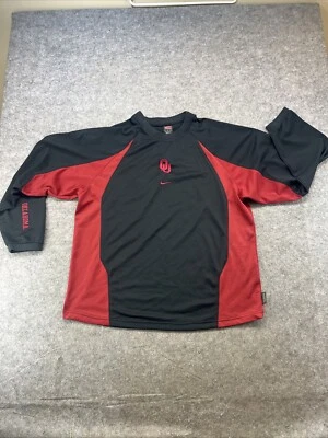 Nike Oklahoma Sooners Shirt Mens L Dri-Fit Red Black Long Sleeve Center Swoosh - Image 1 of 4