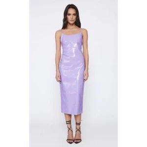 BARDOT Women's Helena Faux Croc Midi Dress XL Lilac Purple Low Back NWT - Picture 1 of 15