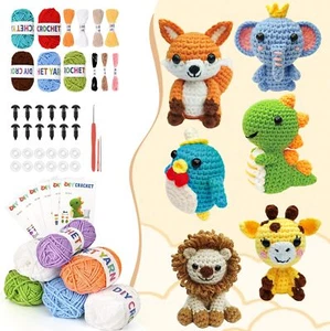 Knitting Kit for Beginners with 6 Pcs Crochet Animal Kit for Beginners - Picture 1 of 8