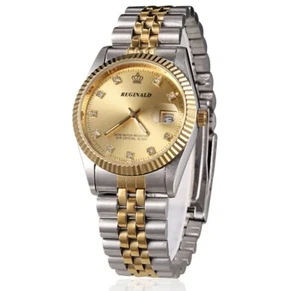 Reginald Mens Wrist Watch Gold Silver Analog Quartz New Battery. New - Picture 1 of 5