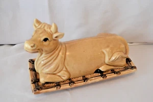 Vintage KENMAR Cow Covered Butter Dish Ceramic Collectible Farmhouse Kitchen - Picture 1 of 6