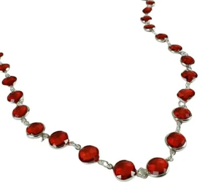 Collar Perlas Vantel Bisel Rojo Acebo Berry Cristal Tono Plateado Suéter Príncipes  Foto 1 de 4