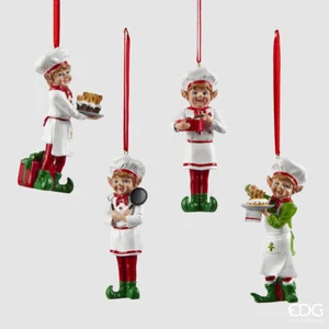 EDG Enzo De Gasperi Addobbo di Natale Elfo Cuoco H 12 Cm Assortiti White Red 1 P - Imagen 1 de 1
