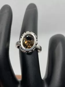 Ornate Sterling Silver 925 Smoky Quartz Gemstone Statement Ring Size 5.75 - Picture 1 of 10