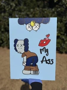 Kaws X Cookie Monster Pop Art Painting | Kiss My A$$ Painting | Kaws Decor - Picture 1 of 7