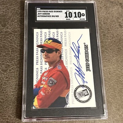 1999 PRESS PASS SIGNINGS JEFF GORDON AUTOGRAPH CARD SGC 10 WITH SGC 10 AUTO Pop1 - Image 1 of 2