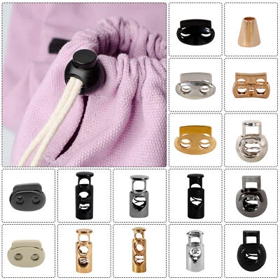 Metal Cord End Stoppers Single & Double Hole Spring Toggle for Drawstring & Bags - Image 1 of 4