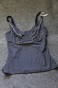 TANKINI OBERTEIL TOP GRÖSSE 36 E (70E) DUNKELBLAU WEISS MIT BÜGEL VON ESPRIT - Bild 1 von 2