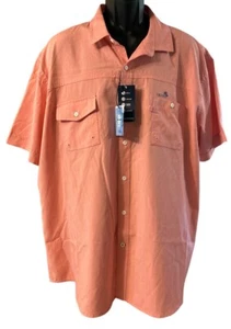 Izod Saltwater Shirt Men’s Sz XXL Fishing Orange Button Down Short Sleeve Vented - Picture 1 of 4