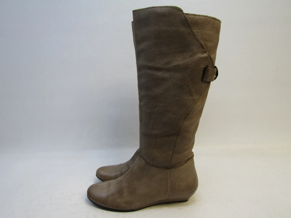 Steven By Steve Madden Talla 8.5 Marrón Cuero Cuña Cremallera Hasta la Rodilla Botas de Moda Foto 1 de 4