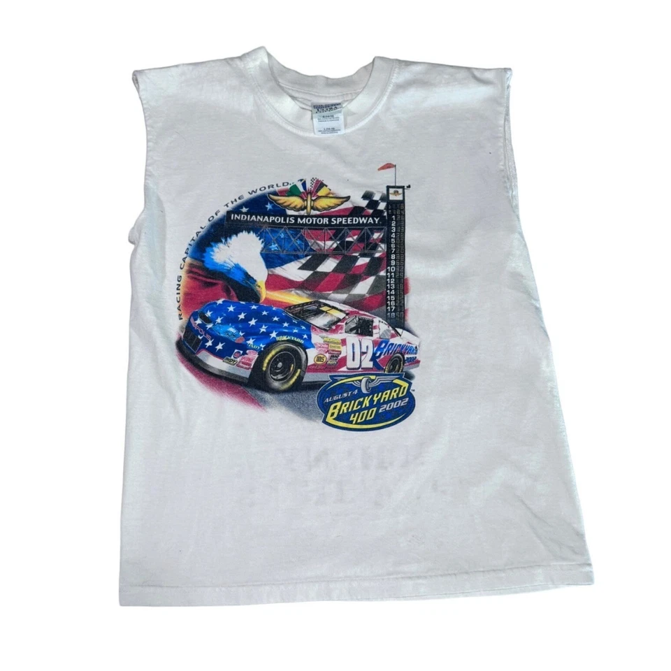 Camisa sin mangas vintage y2k Nascar brickyard 400 carreras Gildan L niños S mujeres Foto 1 de 4