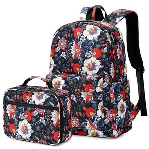 Floral Girls Backpack Set for Teens Backpacks Boys School Bookbags with Lunch... - Picture 1 of 6