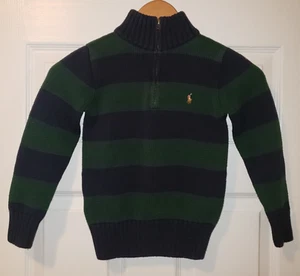 POLO RALPH LAUREN BOYS GREEN TIGHT KNIT 1/4 ZIP MOCK NECK SWEATER SIZE 6 - Picture 1 of 10