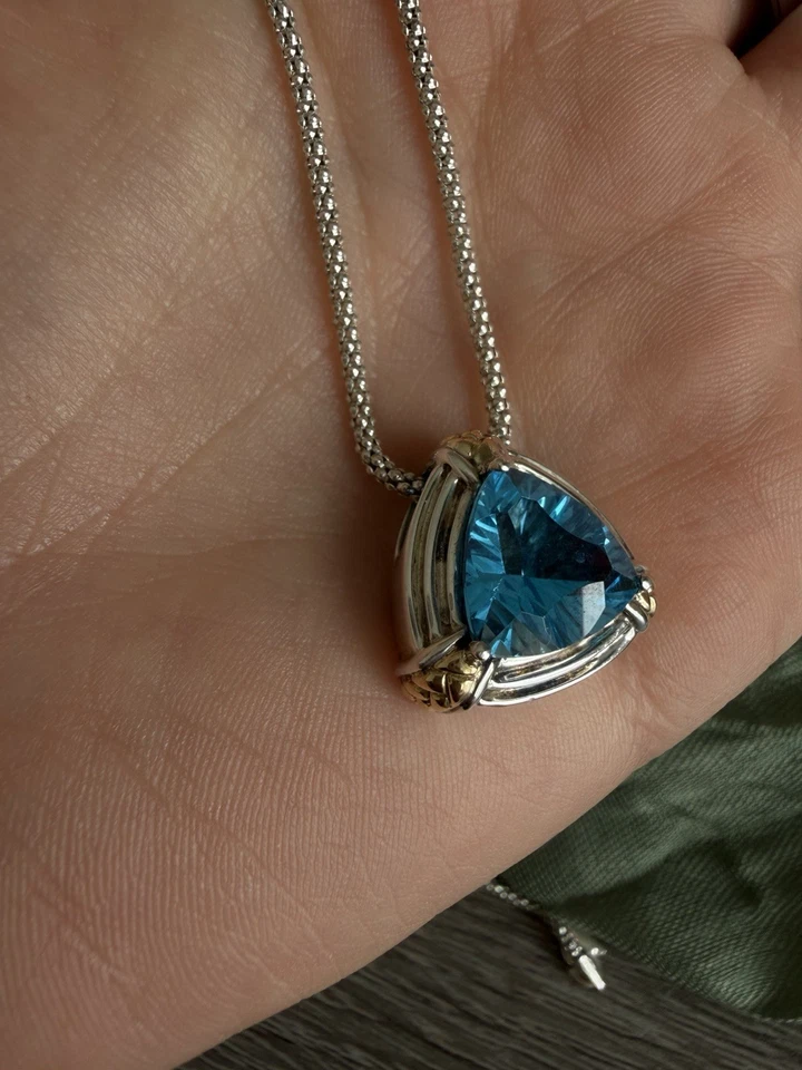 Collar Lorenzo Topacio Azul Plata de Ley Oro 18 quilates Foto 1 de 4