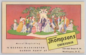 Postcard Thompsons Cafeteria Washington DC George Washington Mural Linen - Picture 1 of 3