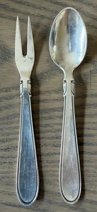 Set Cohr Denmark Kaffeelöffel, 2-Zinken Gabel, Fadenmuster, 1,13 oz, 33,2 g - Bild 1 von 6