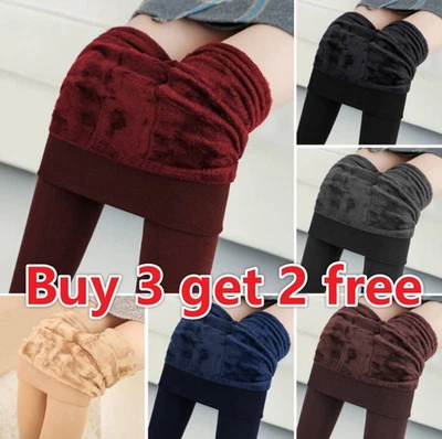 Ladies Thermal Fleece Lined Thick Warm Winter High Waist Tummy Control Leggings - Image 1 of 4
