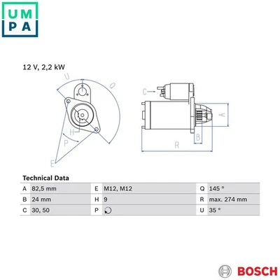 STARTER 0 986 018 250 FOR VW LT28-50/�/Platform/Chassis/Van/Bus AUDI 100/5000 - Image 1 of 4