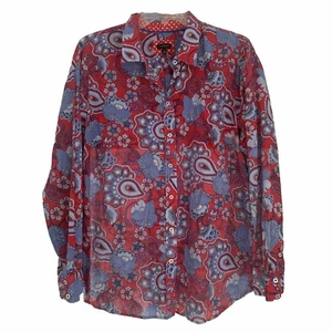 Camicia Talbots taglia XL camicia 100% cotone paisley floreale rosso blu manica lunga bottoni - Foto 1 di 9