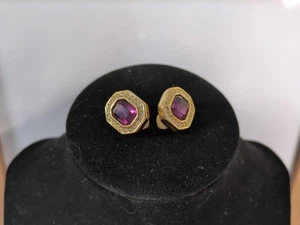 Vintage - Swarovski Ohrringe - lila und klare Steine in Gold - Clip On - Bild 1 von 3