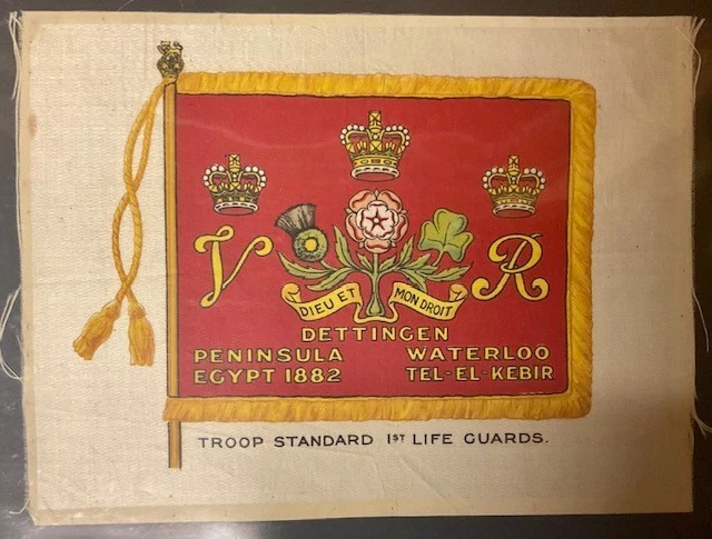 BDV SILK CIGARETTE CARD-REGIMENTAL COLOURS AND CRESTS-G Size 1st LIFE GUARDS - Image 1 of 1