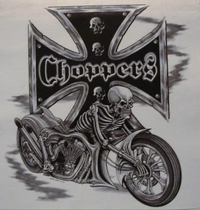 Vintage. CHOPPER MOTORRAD SKULL BIKER SCHWARZ SHIRT GR. S-XL (FRONTPRINT) #1514 - Bild 1 von 3