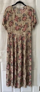 Vintage Jane Ashley Floral Roses Dress Cottagecore Fairy Garden Tea Party M - Picture 1 of 10