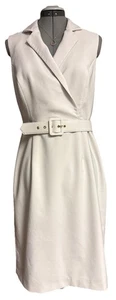 Abito Alex Marie beige con cintura scollo a V foderato taglia 10 pit to pit 18” vita 31” zip laterale - Foto 1 di 14
