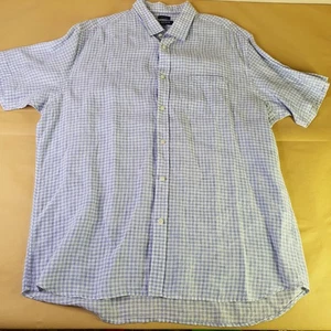 Blazer Mens Size 2XL 100% Linen Shirt Check Blue White - Photo 1/10