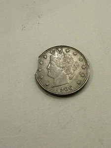 1906 V Nickel Clipped Planchet Error XF - Picture 1 of 4