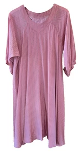 Women Dress L 3/4 Sleeve A Line Pink Stripe Lined Pullover Swing 22x50” L - Picture 1 of 8
