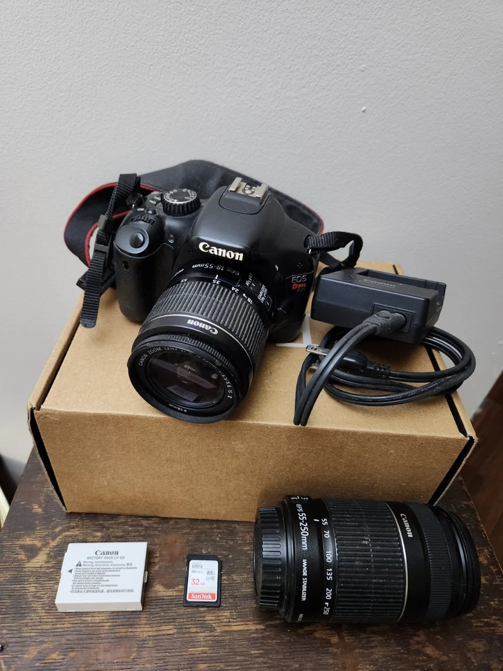 Canon EOS Rebel T2i DSLR Camera with EF-S 18-55mm f/Canon EF-S 55-250mm f Lenses - Image 1 of 1