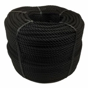 Cuerda de nailon negra de 3 hilos de 12 mm, yate de amarre para barco de anclaje - Selecciona tu longitud - Imagen 1 de 6