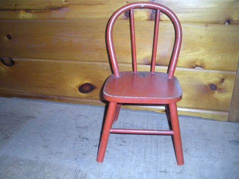Vintage Wooden Child's Chair / Nice Solid Little Chair / Old Red Paint Cover