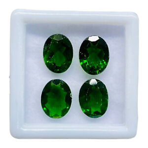 4 Pcs Natural Chrome Diopside 9x7mm Oval Cut Vivid Green Loose Gemstones Lot