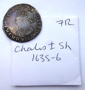 Charles I Shilling mm Crown 1635-6 ( from the Aylesbury coin hoard ) F+ - Picture 1 of 3