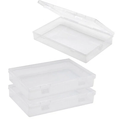 3PCS Plastic Storage Container Boxes Box Hinged Lid DIY Arts Crafts Markers Pens - Image 1 of 4