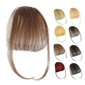 Thin Neat Bangs AS Remy Human Hair Extensions Clip in on Fringe Front Hairpiece