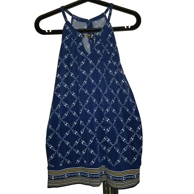 Blusa para mujer New York & Company mediana azul real oro cadena lazo sin mangas Foto 1 de 2