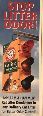 1999 Arm & Hammer Cat Litter Deodorizer PRINT AD Traffic Light Stop Odor VTG 90s - Image 1 of 4