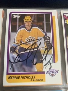 5 Bernie Nicholls hockey cards. 1 card autographed - Picture 1 of 5