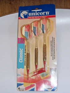 1993 Sportcraft Unicorn Classic English Soft Touch Brass USA Flag Darts NIP - Picture 1 of 4