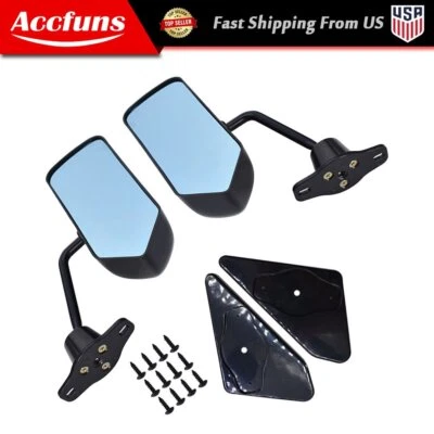 Espejos retrovisores laterales universales estilo F1 para carreras de autos vidrio negro 2 piezas Foto 1 de 4