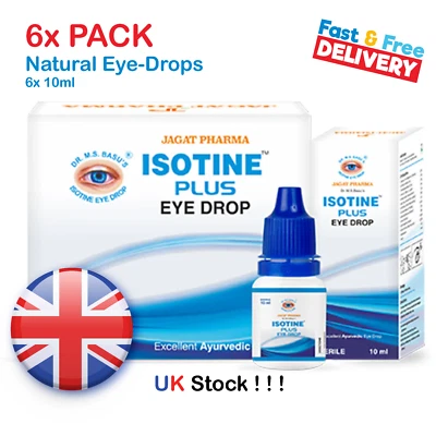 JAGAT PHARMA 5+1xFREE Eye Drops Isotine Plus 10ml Ayurvedic Eye Care Clear Vision UK STOCK