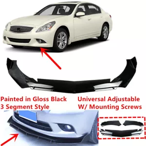 Add-on Universal Fit For 2015 Infiniti Q40 Front Bumper Lip Splitter Gloss Black - Picture 1 of 12