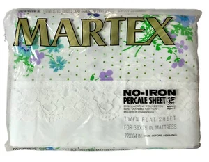 Vintage Martex West Point Pepperell Just Flowers Twin Flat Sheet, Percale, New - Picture 1 of 2