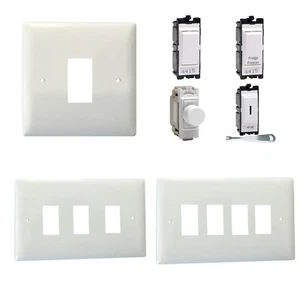 Placas de rejilla eléctrica de valor de plástico blanco Varilight y módulos de interruptor blancos atenuadores - Imagen 1 de 44