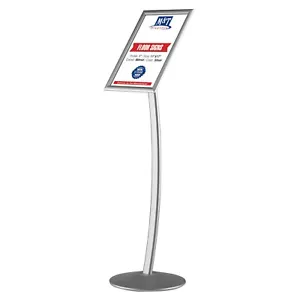 Supporto insegna curva piedistallo ristorante menù tavola da pavimento 11x17" argento - Foto 1 di 21